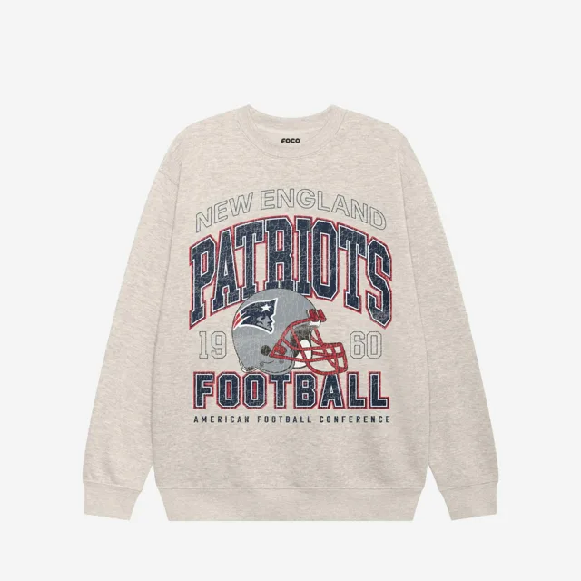 Sweat-shirt universitaire à col rond New England Patriots