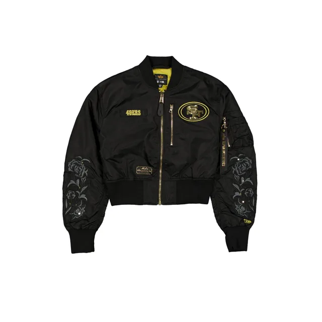 Alpha Industries x San Francisco 49ers Blouson aviateur court L-2B noir et or pour femme
