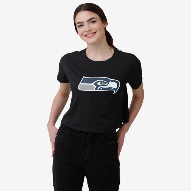 Seattle Seahawks Haut court noir à grand logo pour femme