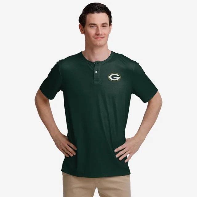Green Bay Packers Solid Team Logo Henley à manches courtes