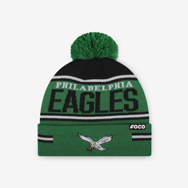 Philadelphia Eagles Bonnet à pompon à rayures et gros mot vert Kelly