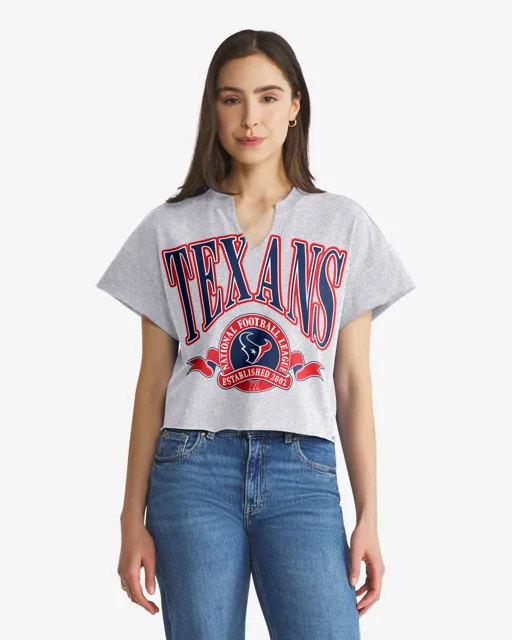 Houston Texans BANNERS OUT '47 T-shirt surdimensionné à col cranté pour femmes