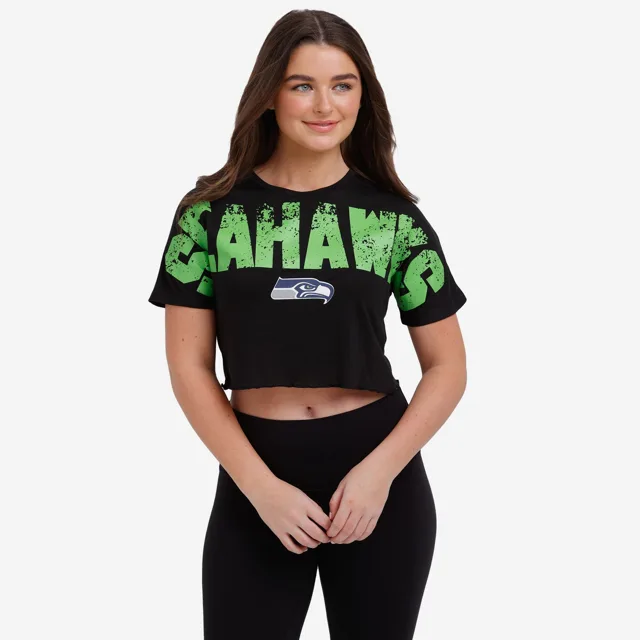 Seattle Seahawks Haut court avec mot-symbole en détresse pour femme