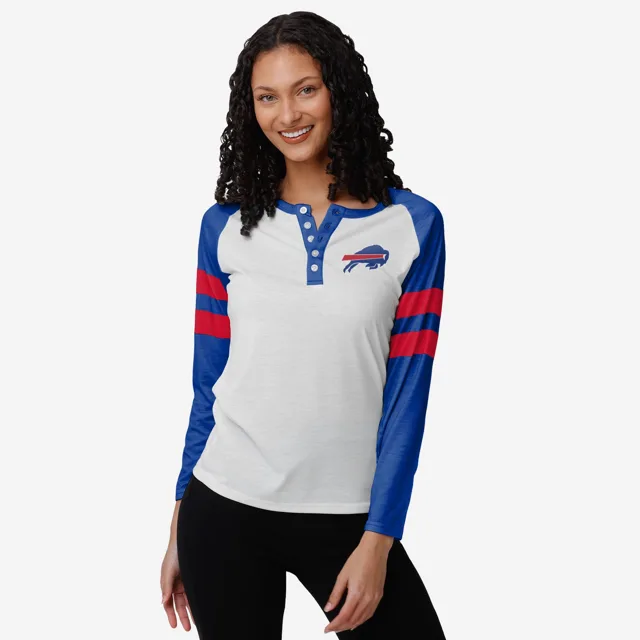 Buffalo Bills Henley à manches longues avec grand logo pour femme