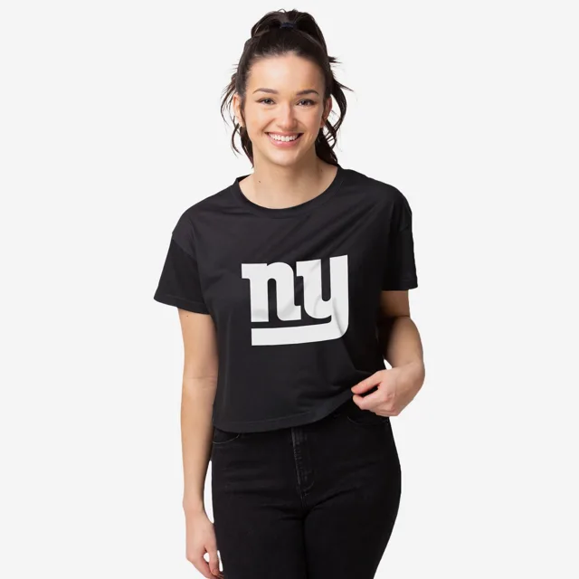 New York Giants Haut court noir à grand logo pour femme