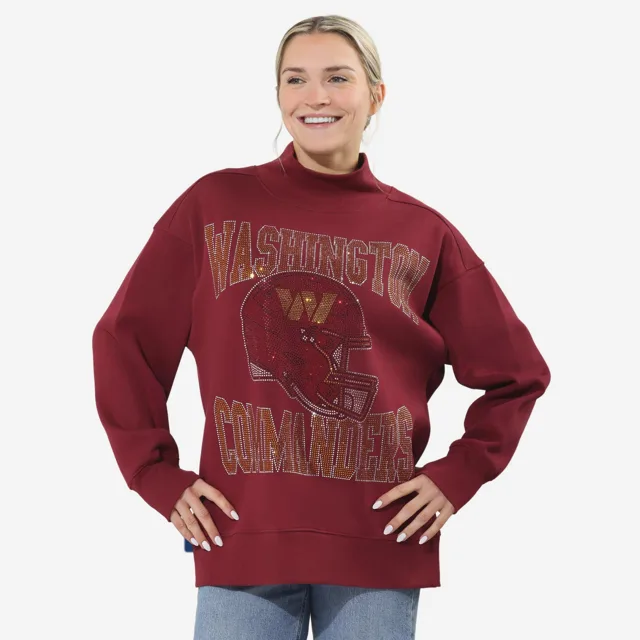 Washington Commanders Sweat-shirt surdimensionné à col montant avec strass pour femme