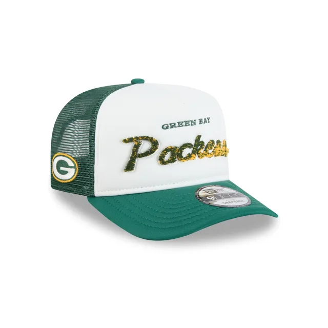 Green Bay Packers Fade Script 9FIFTY Casquette de camionneur A-Frame