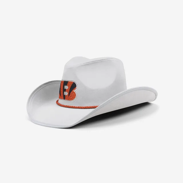 Cincinnati Bengals Chapeau de cowboy avec logo en strass blanc