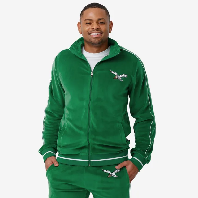 Philadelphia Eagles Haut zippé en velours vert Kelly