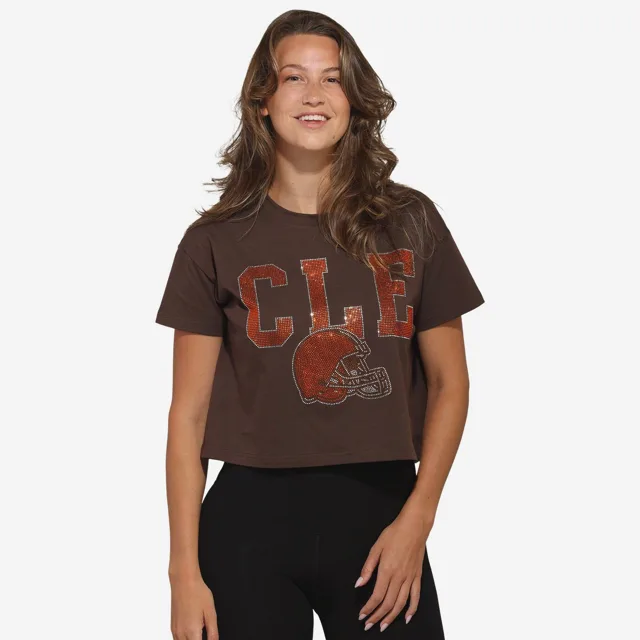Cleveland Browns Haut court avec logo strass pour femme