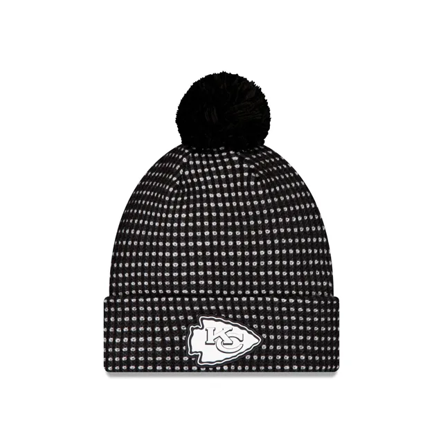 Kansas City Chiefs 2026 Sideline Bonnet en tricot à pompon noir pour temps froid
