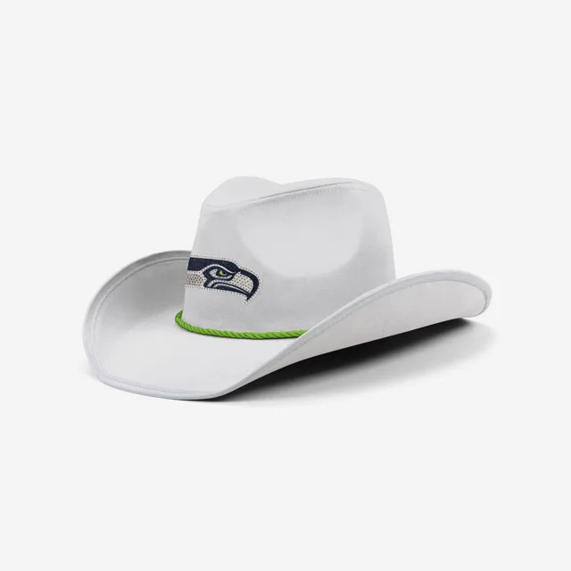 Seattle Seahawks Chapeau de cowboy avec logo en strass blanc