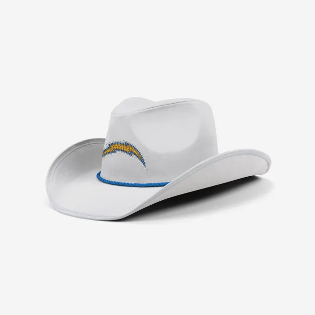 Los Angeles Chargers Chapeau de cowboy avec logo en strass blanc