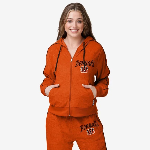 Cincinnati Bengals Haut zippé en tricot éponge pour femme