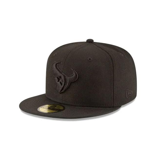 Houston Texans Noir sur Noir 59FIFTY Chapeau ajusté