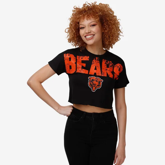 Chicago Bears Haut court avec mot-symbole en détresse pour femme