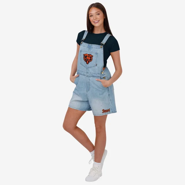 Chicago Bears Salopette à bretelles en jean avec grand logo pour femme