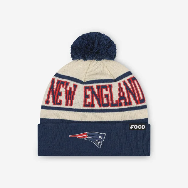 Bonnet à pompon avec logo principal à rayures Heritage New England Patriots