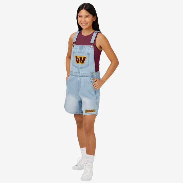 Washington Commanders Salopette à bretelles en jean avec grand logo pour femme