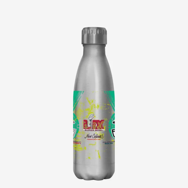 Kansas City Chiefs vs Philadelphia Eagles Super Bowl LIX Argent Bouteille en acier inoxydable de 17 oz