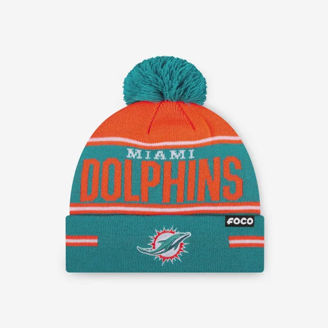 Miami Dolphins Bonnet à pompon à rayures et gros mot