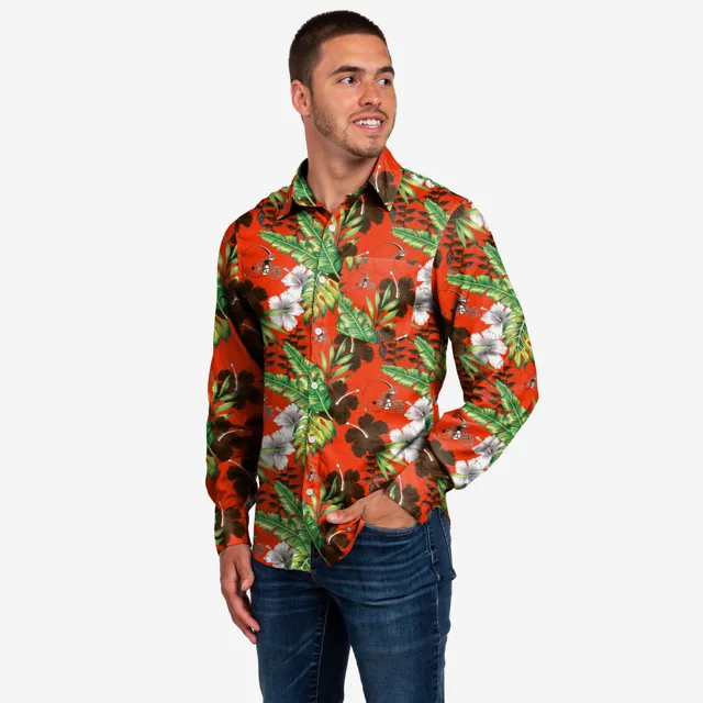 Cleveland Browns Chemise boutonnée florale à manches longues