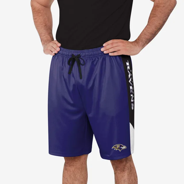 Short d'entraînement à rayures latérales Baltimore Ravens