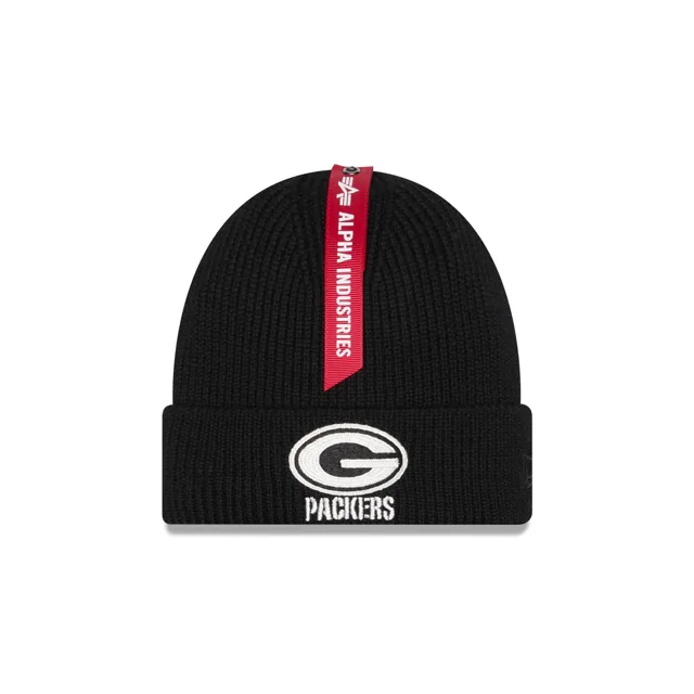 Alpha Industries x Green Bay Packers Bonnet en tricot noir à revers