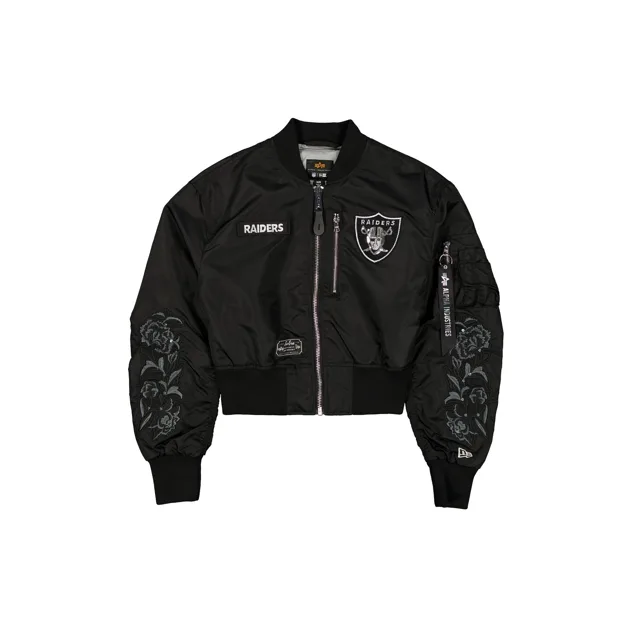 Alpha Industries x Las Vegas Raiders Blouson aviateur court L-2B noir et argent pour femme