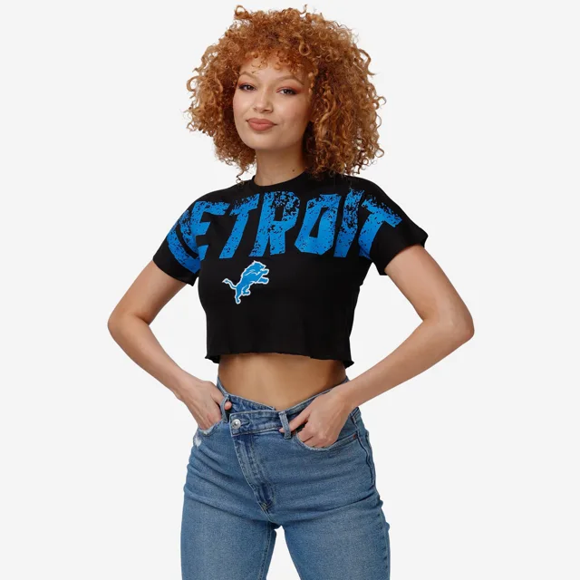 Detroit Lions Haut court avec mot-symbole en détresse pour femme