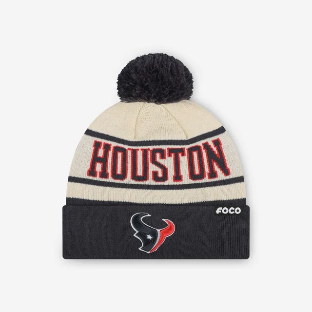 Bonnet à pompon avec logo principal à rayures Heritage Houston Texans