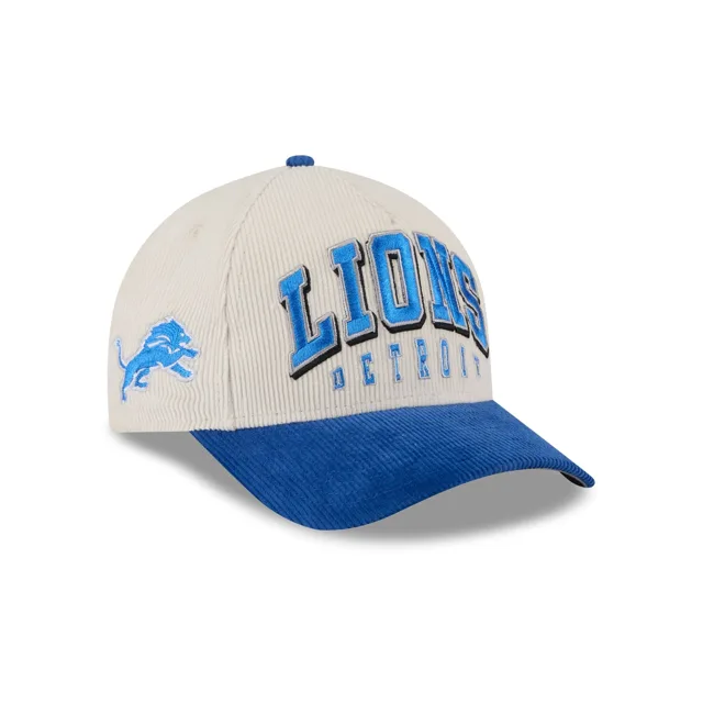 Detroit Lions Chapeau Snapback en velours côtelé empilé 9FORTY M-Crown A-Frame