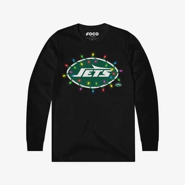 New York Jets T-shirt à manches longues avec logo principal Holiday Lights