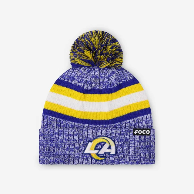 Los Angeles Rams Bonnet à pompon doublé à rayures Heather Team