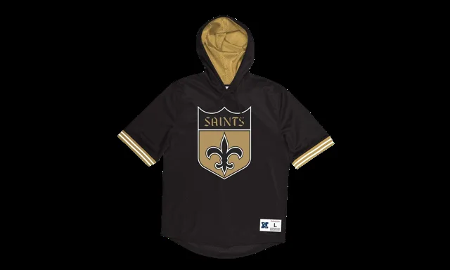 Sweat à capuche en maille à manches courtes NFL Unbeaten "New Orleans Saints - Noir" MSHSAJ19029 NOSBLCK