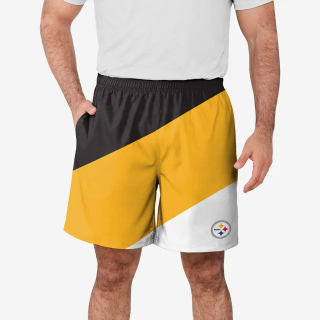 Pittsburgh Steelers Short d'entraînement à double doublure en duvet color block
