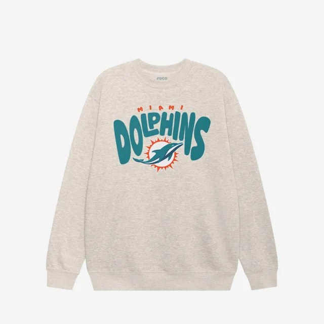 Sweat-shirt à col rond bulle Miami Dolphins