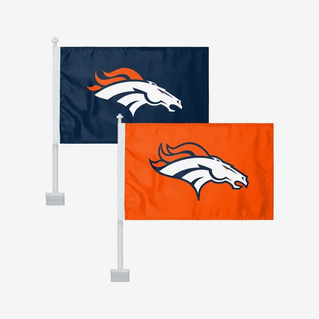 Denver Broncos Lot de 2 drapeaux de voiture solides