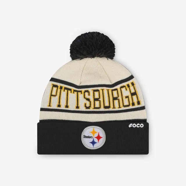 Bonnet à pompon avec logo principal à rayures Heritage Pittsburgh Steelers