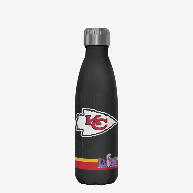 Kansas City Chiefs Super Bowl LVIII Champions Bouteille en acier inoxydable noire de 17 oz