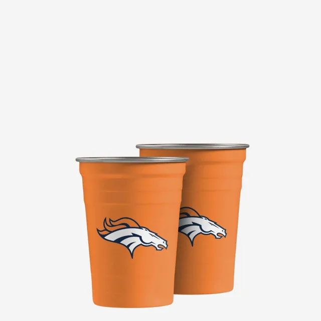 Denver Broncos Lot de 2 gobelets réutilisables en acier inoxydable de 16 oz