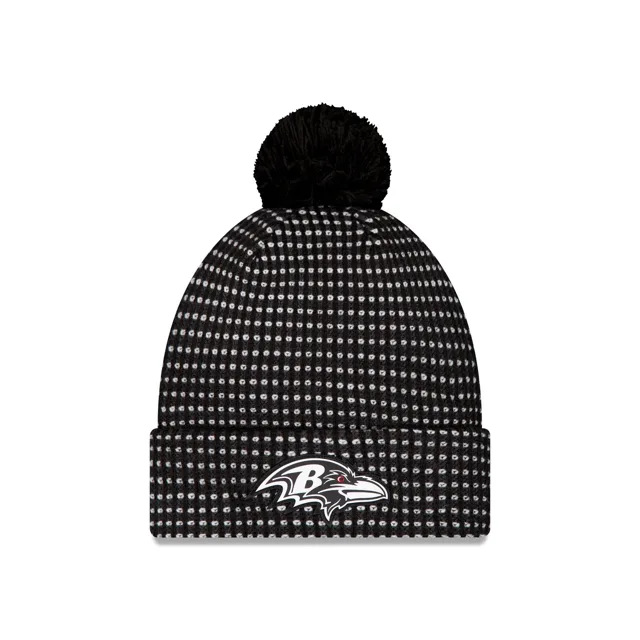 Baltimore Ravens 2026 Sideline Bonnet en tricot à pompon noir pour temps froid
