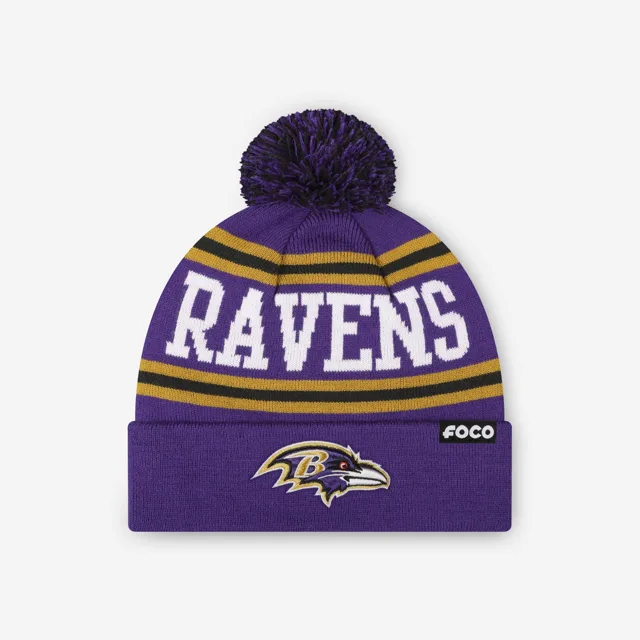 Bonnet à pompon avec logo principal Baltimore Ravens