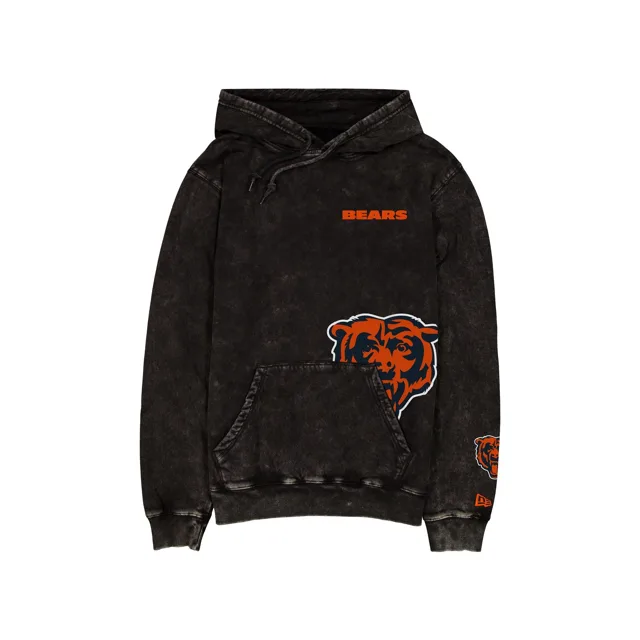 Sweat à capuche noir délavé avec logo Chicago Bears