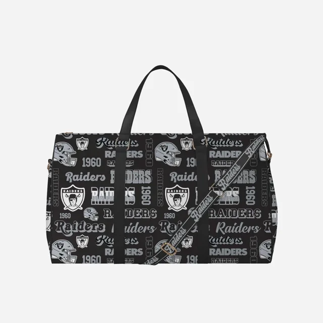 Las Vegas Raiders Répétez le sac de sport de week-end en nylon à imprimé rétro