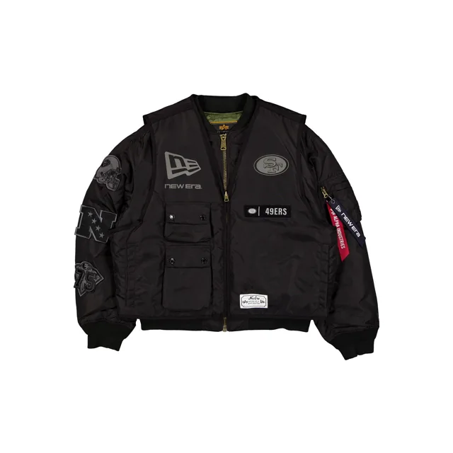 Alpha Industries x San Francisco 49ers Veste de vol + gilet 2-en-1 MA-1 noir