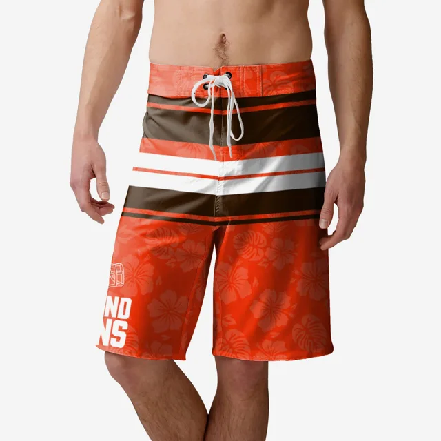 Cleveland Browns Short de bain à rayures Hibiscus Boardwalk