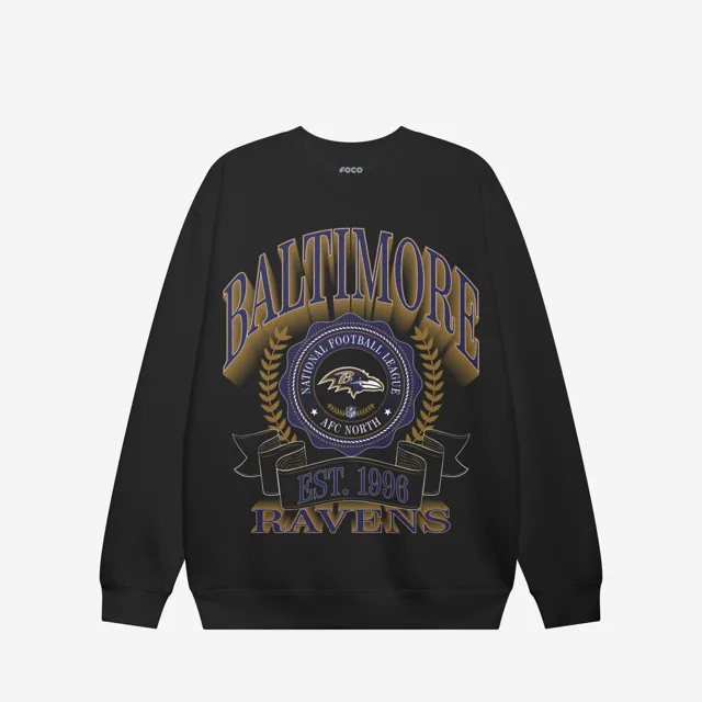 Baltimore Ravens Sweat-shirt à col rond avec écusson de bannière