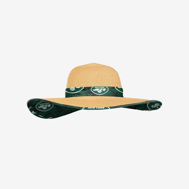 New York Jets Chapeau de Paille Floral pour Femme