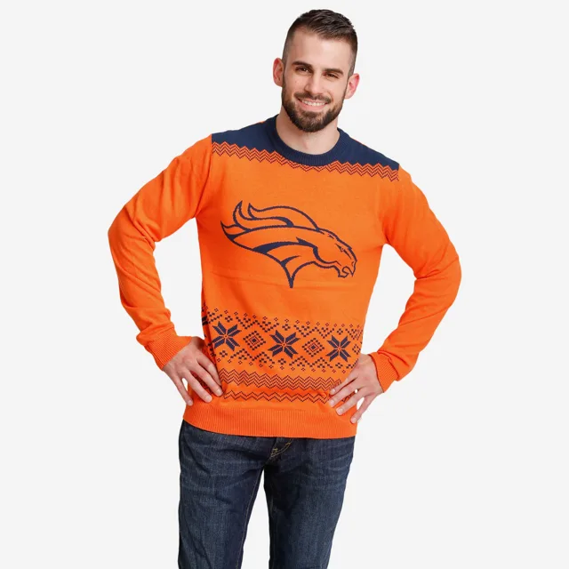 Denver Broncos Pull de Noël avec grand logo